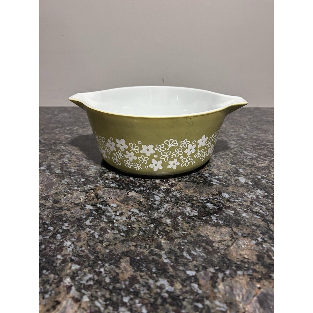 Vintage Pyrex 1972 Spring Blossom Green 1 475-B 2.5 Qt. Casserole